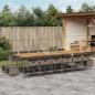 Preview: ARDEBO.de - 17-tlg. Garten-Essgruppe mit Kissen Grau Poly Rattan