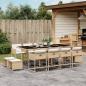 Preview: ARDEBO.de - 13-tlg. Garten-Essgruppe mit Kissen Beige Poly Rattan