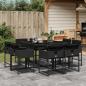 Preview: ARDEBO.de - 9-tlg. Garten-Essgruppe mit Kissen Schwarz Poly Rattan