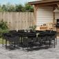 Preview: ARDEBO.de - 11-tlg. Garten-Essgruppe mit Kissen Schwarz Poly Rattan