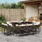 Preview: ARDEBO.de - 11-tlg. Garten-Essgruppe mit Kissen Braun Poly Rattan