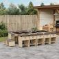 Preview: ARDEBO.de - 15-tlg. Garten-Essgruppe mit Kissen Beigemischung Poly Rattan