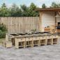 Preview: ARDEBO.de - 17-tlg. Garten-Essgruppe mit Kissen Beigemischung Poly Rattan