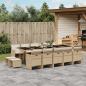 Preview: ARDEBO.de - 15-tlg. Garten-Essgruppe mit Kissen Beige Poly Rattan