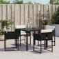 Preview: Gartenstühle mit Kissen 4 Stk. Schwarz Poly Rattan