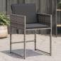 Preview: ARDEBO.de - Gartenstühle mit Kissen 4 Stk. Grau Poly Rattan