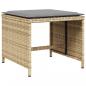 Preview: Gartenhocker mit Kissen 4 Stk. Beigemischung Poly Rattan