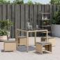 Preview: Gartenhocker mit Kissen 4 Stk. Beigemischung Poly Rattan