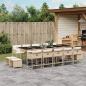 Preview: ARDEBO.de - 15-tlg. Garten-Essgruppe mit Kissen Beige Poly Rattan