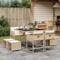 Preview: ARDEBO.de - 9-tlg. Garten-Essgruppe mit Kissen Beige Poly Rattan