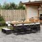 Preview: ARDEBO.de - 13-tlg. Garten-Essgruppe mit Kissen Schwarz Poly Rattan