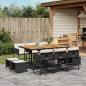 Preview: ARDEBO.de - 11-tlg. Garten-Essgruppe mit Kissen Schwarz Poly Rattan