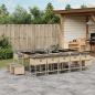 Preview: ARDEBO.de - 15-tlg. Garten-Essgruppe mit Kissen Beigemischung Poly Rattan