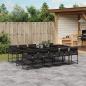 Preview: ARDEBO.de - 11-tlg. Garten-Essgruppe mit Kissen Schwarz Poly Rattan