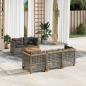 Preview: ARDEBO.de - 6-tlg. Garten-Sofagarnitur mit Kissen Grau Poly Rattan