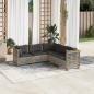 Preview: ARDEBO.de - 5-tlg. Garten-Sofagarnitur mit Kissen Grau Poly Rattan