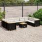 Preview: ARDEBO.de - 10-tlg. Garten-Sofagarnitur mit Kissen Schwarz Poly Rattan