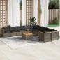 Preview: ARDEBO.de - 11-tlg. Garten-Sofagarnitur mit Kissen Grau Poly Rattan