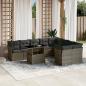 Preview: ARDEBO.de - 10-tlg. Garten-Sofagarnitur mit Kissen Grau Poly Rattan