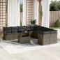 Preview: ARDEBO.de - 11-tlg. Garten-Sofagarnitur mit Kissen Grau Poly Rattan