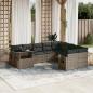 Preview: ARDEBO.de - 10-tlg. Garten-Sofagarnitur mit Kissen Grau Poly Rattan