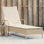 Preview: ARDEBO.de - Sonnenliege mit Rollen und Auflage Beige Poly Rattan