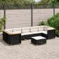 Preview: ARDEBO.de - 8-tlg. Garten-Sofagarnitur mit Kissen Schwarz Poly Rattan