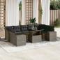 Preview: ARDEBO.de - 10-tlg. Garten-Sofagarnitur mit Kissen Grau Poly Rattan