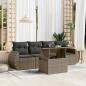 Preview: ARDEBO.de - 5-tlg. Garten-Sofagarnitur mit Kissen Grau Poly Rattan