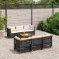 Preview: ARDEBO.de - 7-tlg. Garten-Sofagarnitur mit Kissen Schwarz Poly Rattan