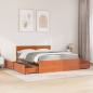 Preview: Bett mit Schubladen und Matratze Wachsbraun 160x200 Massivholz