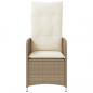 Preview: Gartensessel 2 Stk. Verstellbar mit Tisch Beige Poly Rattan