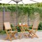 Preview: ARDEBO.de - 3-tlg. Bistro-Set Beige Stoff und Massivholz