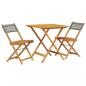 Preview: 3-tlg. Bistro-Set Grau Poly Rattan und Massivholz