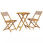 Preview: 3-tlg. Bistro-Set Taupe Stoff und Massivholz