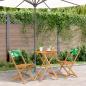 Preview: ARDEBO.de - 3-tlg. Bistro-Set Blattmuster Stoff und Massivholz