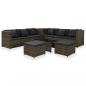 Preview: ARDEBO.de - 8-tlg. Garten-Lounge-Set mit Kissen Poly Rattan Grau