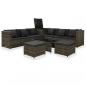 Preview: 8-tlg. Garten-Lounge-Set mit Kissen Poly Rattan Grau