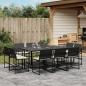 Preview: ARDEBO.de - 11-tlg. Garten-Essgruppe mit Kissen Schwarz Poly Rattan