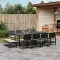 Preview: ARDEBO.de - 13-tlg. Garten-Essgruppe mit Kissen Schwarz Poly Rattan