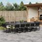 Preview: ARDEBO.de - 15-tlg. Garten-Essgruppe mit Kissen Schwarz Poly Rattan