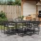 Preview: ARDEBO.de - 9-tlg. Garten-Essgruppe mit Kissen Schwarz Poly Rattan