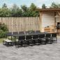 Preview: ARDEBO.de - 17-tlg. Garten-Essgruppe mit Kissen Schwarz Poly Rattan