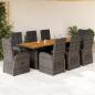 Preview: ARDEBO.de - 9-tlg. Garten-Essgruppe mit Kissen Grau Poly Rattan