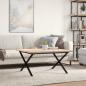 Preview: Couchtisch X-Gestell 80x80x45,5cm Massivholz Kiefer & Gusseisen