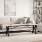 Preview: Couchtisch Y-Gestell 160x40x45 cm Massivholz Kiefer & Gusseisen