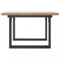 Preview: Couchtisch O-Gestell 70x70x40,5cm Massivholz Kiefer & Gusseisen