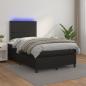 Preview: ARDEBO.de - Boxspringbett mit Matratze & LED Schwarz 120x200 cm Kunstleder