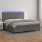 Preview: ARDEBO.de - Boxspringbett mit Matratze & LED Grau 200x200 cm Kunstleder