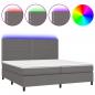 Preview: Boxspringbett mit Matratze & LED Grau 200x200 cm Kunstleder